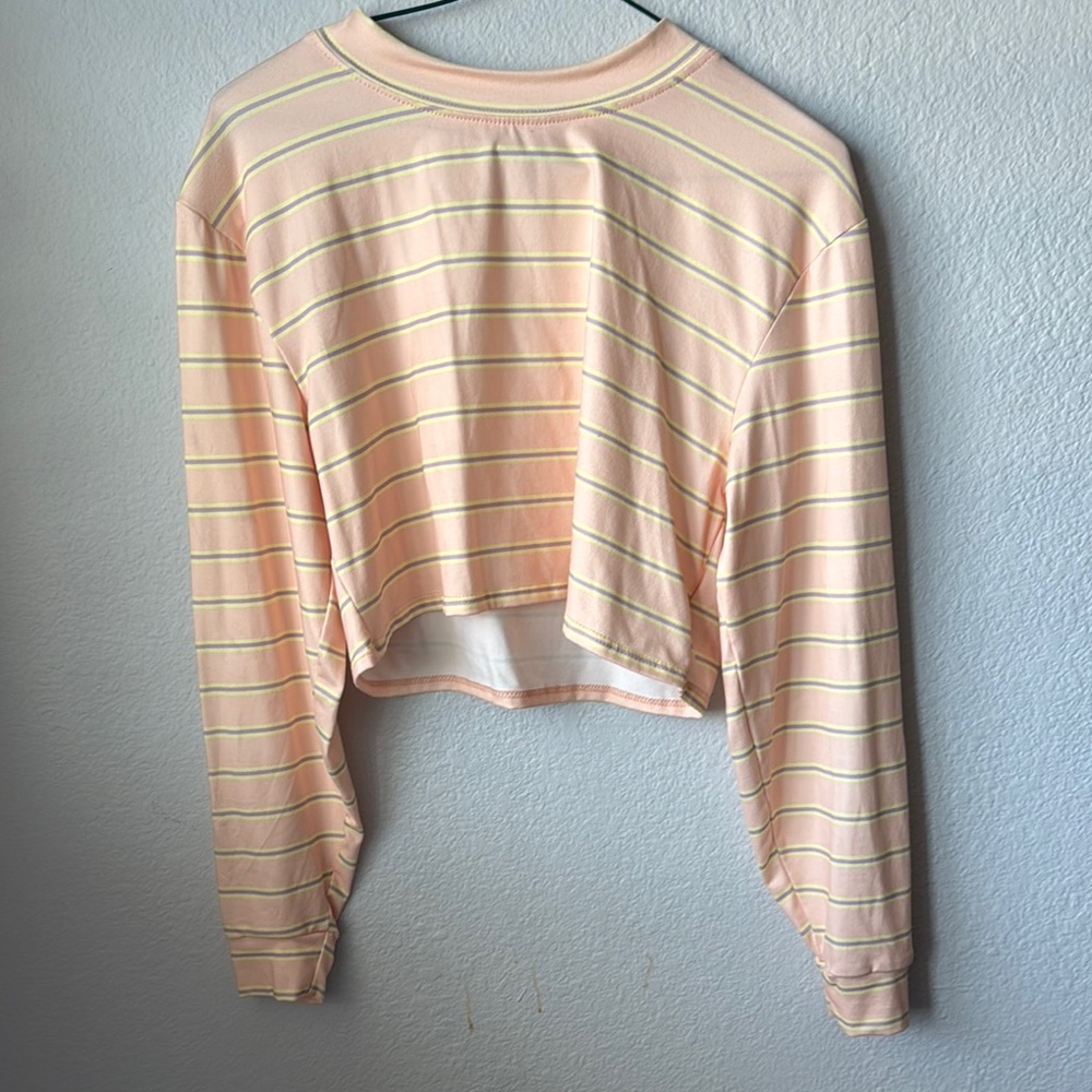 Striped Cropped Long Sleeve Top